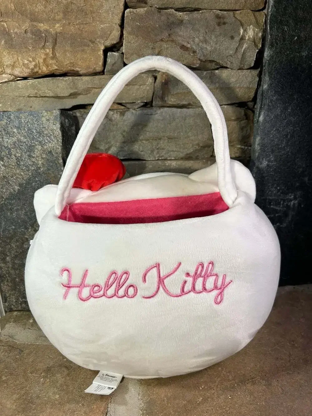Hello Kitty Sanrio White with pink eyes and red bow plush purse